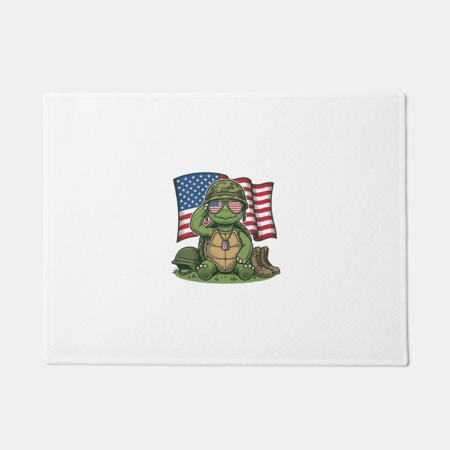 Patriotic Turtle Salute Vector Design_1 Doormat (Front)