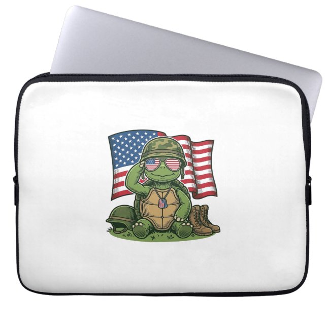 Patriotic Turtle Salute Vector Design_1 Laptop Sleeve (Front)