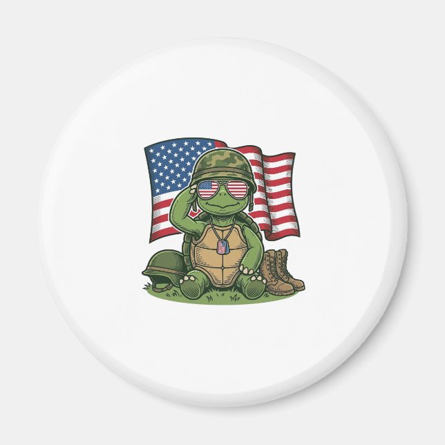 Patriotic Turtle Salute Vector Design_1 Magnet (Front)