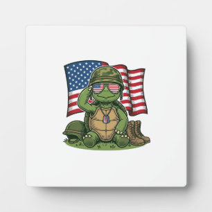 Patriotic Turtle Salute Vector Design_1 Plaque