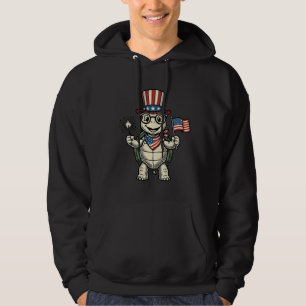 Patriotic Turtle Vintage Engraving Graphic for Whi Hoodie