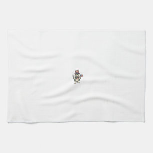 Patriotic Turtle Vintage Engraving Graphic for Whi Tea Towel