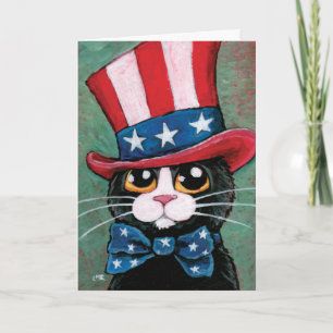 Patriotic Tuxedo Cat   Happy 4th of July Card