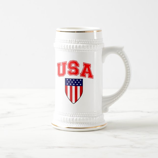 Patriotic U.S.A American Flag Shield Beer Stein (Right)