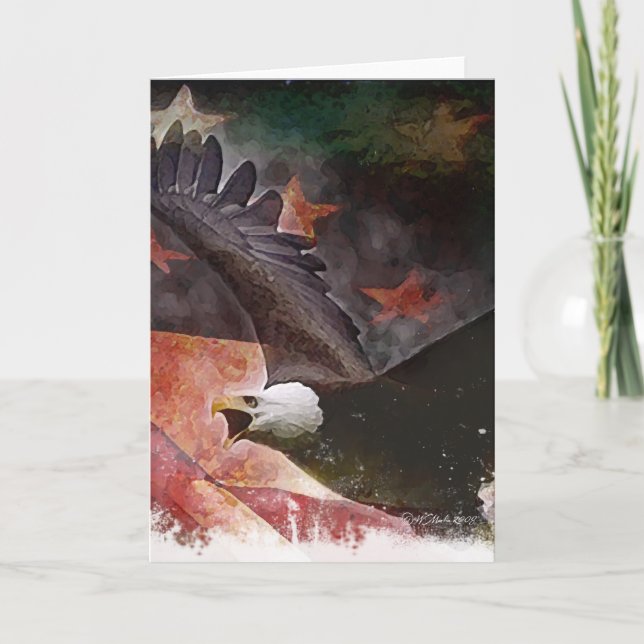 Patriotic U.S. Flag and Bald Eagle Greeting Card (Front)