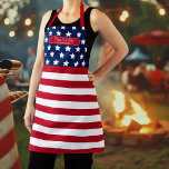 Patriotic U.S. Flag Happy 4th of July Family Name Apron<br><div class="desc">Introducing our Patriotic U.S. Flag "Happy 4th of July" Family Name kitchen decor design in official United States colours, the perfect addition to your Independence Day celebrations! Show off your American pride in style with this design that blends patriotism with a festive air. Crafted with vibrant colours and meticulous attention...</div>