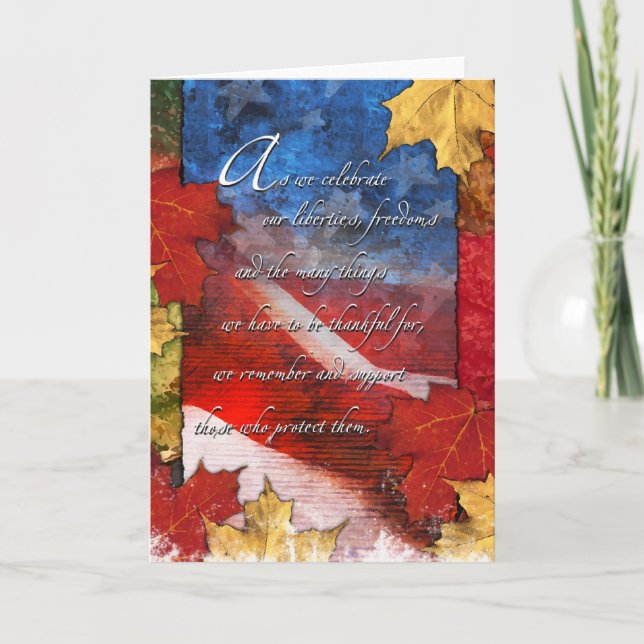 Patriotic U.S. Flag Thanksgiving Card (Front)