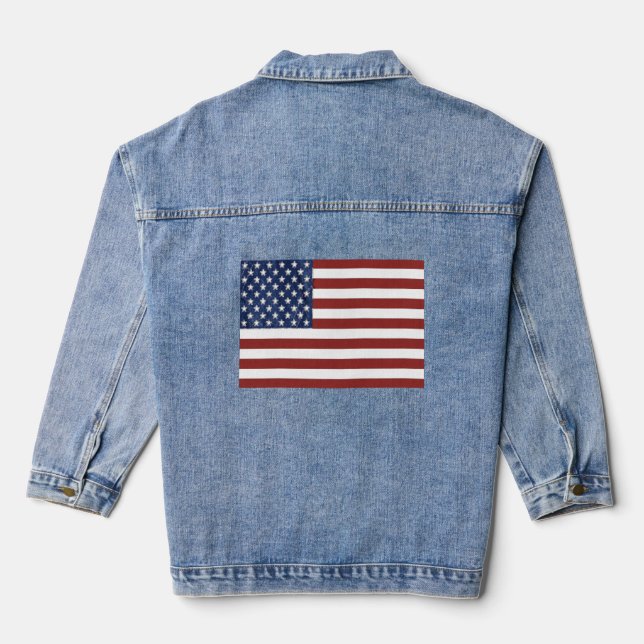 Patriotic U.S. Flag Women's Denim Jacket (Back)