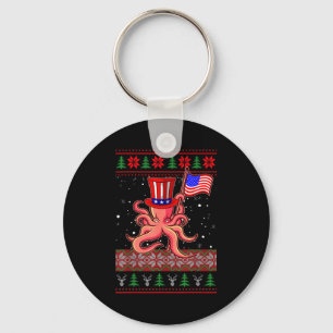 Patriotic Ugly Christmas Sweater Women Kids Men  Key Ring