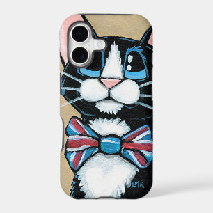 Patriotic UK Tuxedo Cat wearing Bow Tie Painting