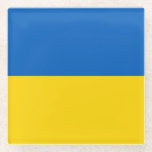 Patriotic Ukraine Flag Glass Coaster<br><div class="desc">Patriotic flag of Ukraine.</div>