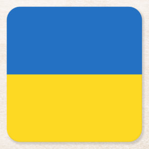 Patriotic Ukraine Flag Square Paper Coaster