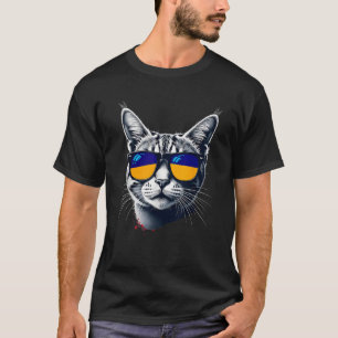 Patriotic Ukraine Tabby Cat Ukrainian Flag  T-Shirt