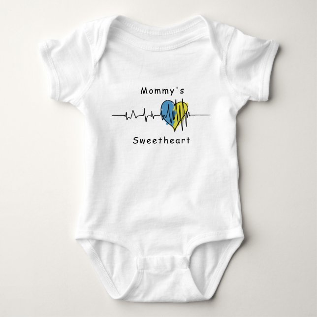 Patriotic Ukrainian yellow blue heart palpitation Baby Bodysuit (Front)