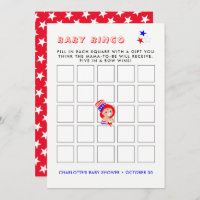 Patriotic Uncle Sam American Baby Shower Bingo