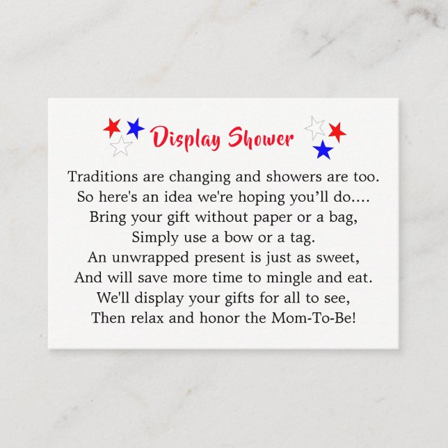 Patriotic Uncle Sam American Baby Shower Display Enclosure Card (Front)