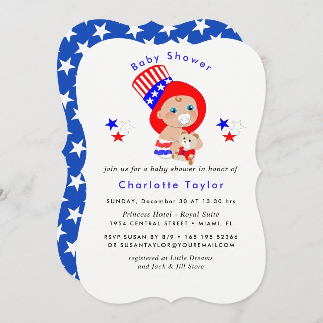 Patriotic Uncle Sam American Baby Shower Invitation (Front/Back)