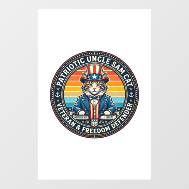 Patriotic Uncle Sam Cat Retro Sunset T-Shirt (2)_1 (Sheet)