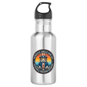 Patriotic Uncle Sam Cat Retro Sunset T-Shirt (2)_1 532 Ml Water Bottle