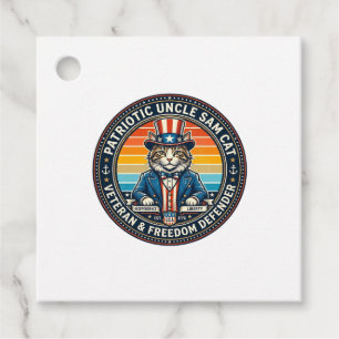 Patriotic Uncle Sam Cat Retro Sunset T-Shirt (2)_1 Favour Tags