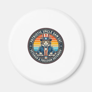 Patriotic Uncle Sam Cat Retro Sunset T-Shirt (2)_1 Magnet