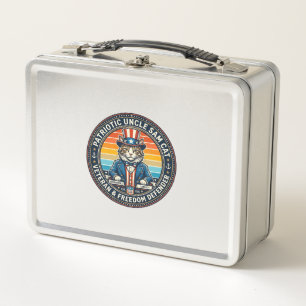 Patriotic Uncle Sam Cat Retro Sunset T-Shirt (2)_1 Metal Lunch Box