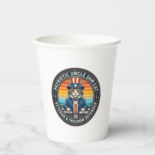 Patriotic Uncle Sam Cat Retro Sunset T-Shirt (2)_1 Paper Cups