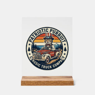 Patriotic Uncle Sam Cat Retro Sunset T-Shirt (5)_1 Acrylic Sign