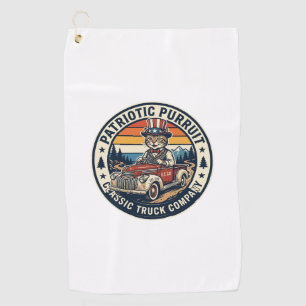 Patriotic Uncle Sam Cat Retro Sunset T-Shirt (5)_1 Golf Towel