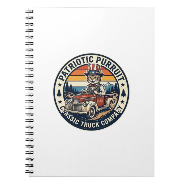 Patriotic Uncle Sam Cat Retro Sunset T-Shirt (5)_1 Notebook (Front)