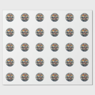 Patriotic Uncle Sam Cat Retro Sunset T-Shirt (5)_1 Wrapping Paper