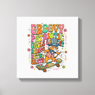 Patriotic Uncle Sam Cat Retro Typography T-Shirt ( Canvas Print