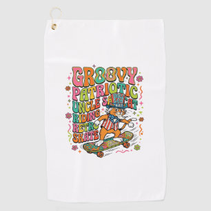 Patriotic Uncle Sam Cat Retro Typography T-Shirt ( Golf Towel