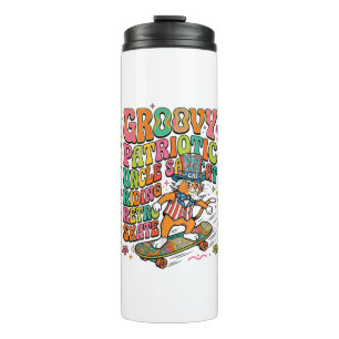 Patriotic Uncle Sam Cat Retro Typography T-Shirt ( Thermal Tumbler