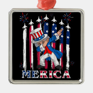 Patriotic Uncle Sam Dabbing 4th of July Metal Tree Decoration