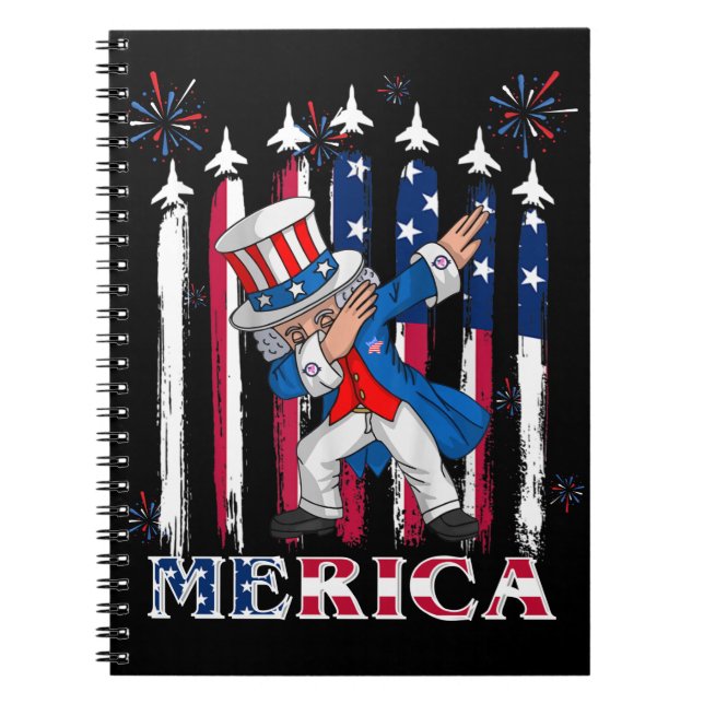Patriotic Uncle Sam Dabbing 4th of July Notebook (Front)