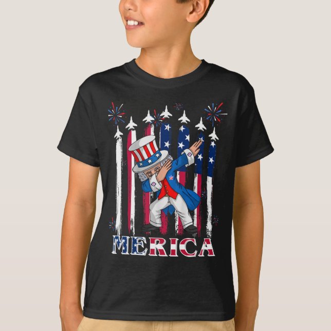 Patriotic Uncle Sam Dabbing 4th of July T-Shirt (Front)