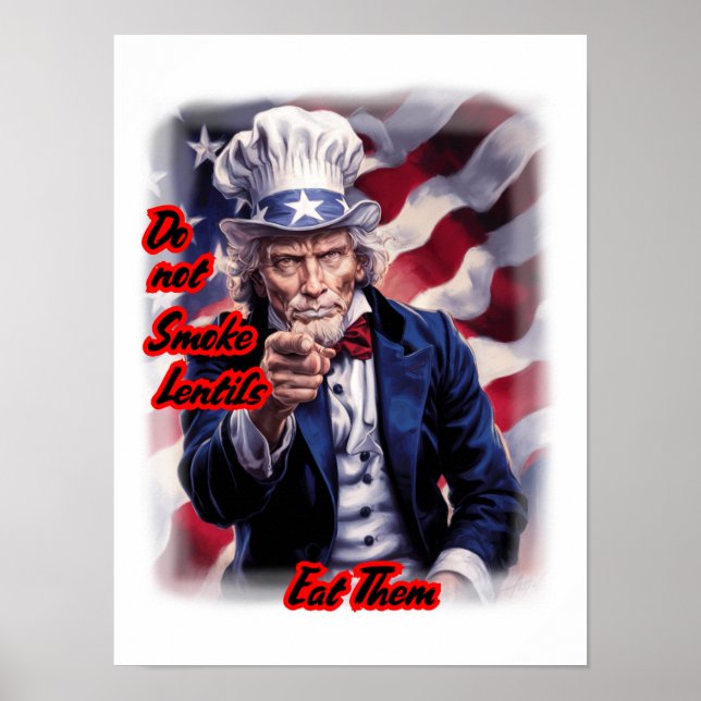 Patriotic Uncle Sam giving a good advice on a Poster (Front)