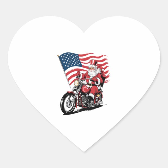 Patriotic Uncle Sam Motorcycle Heart Sticker (Front)