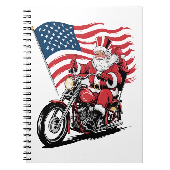 Patriotic Uncle Sam Motorcycle Notebook (Front)