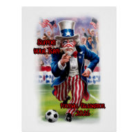 Patriotic Uncle Sam playing Soccer on a