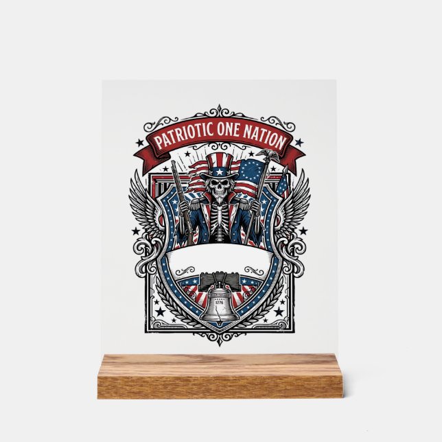 Patriotic Uncle Sam Skeleton Dark Patriot Skeleton Acrylic Sign (Front)