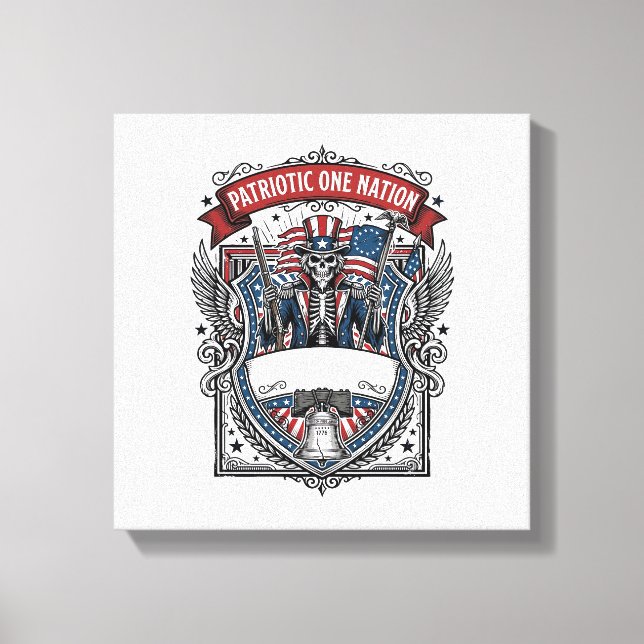 Patriotic Uncle Sam Skeleton Dark Patriot Skeleton Canvas Print (Front)