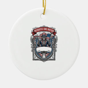 Patriotic Uncle Sam Skeleton Dark Patriot Skeleton Ceramic Tree Decoration