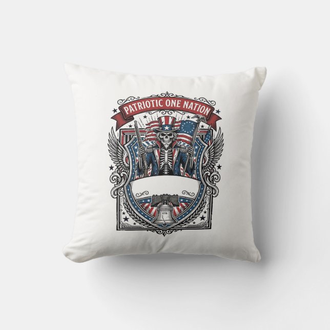 Patriotic Uncle Sam Skeleton Dark Patriot Skeleton Cushion (Front)