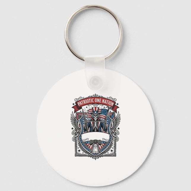 Patriotic Uncle Sam Skeleton Dark Patriot Skeleton Key Ring (Front)