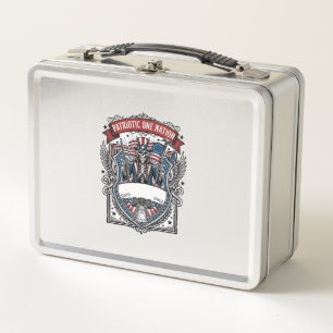 Patriotic Uncle Sam Skeleton Dark Patriot Skeleton Metal Lunch Box