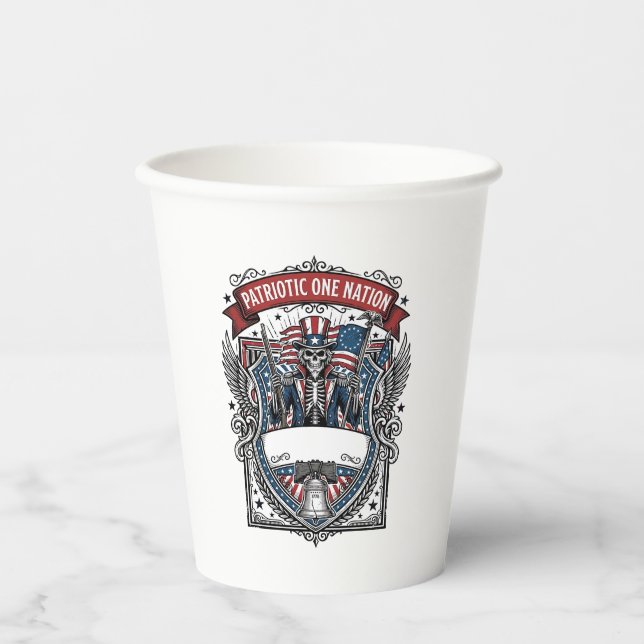 Patriotic Uncle Sam Skeleton Dark Patriot Skeleton Paper Cups (Front)