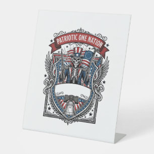 Patriotic Uncle Sam Skeleton Dark Patriot Skeleton Pedestal Sign