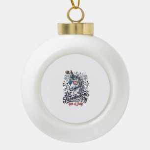 Patriotic Unicorn 4th of July Freedom Fly Shirt_1 Ceramic Ball Christmas Ornament